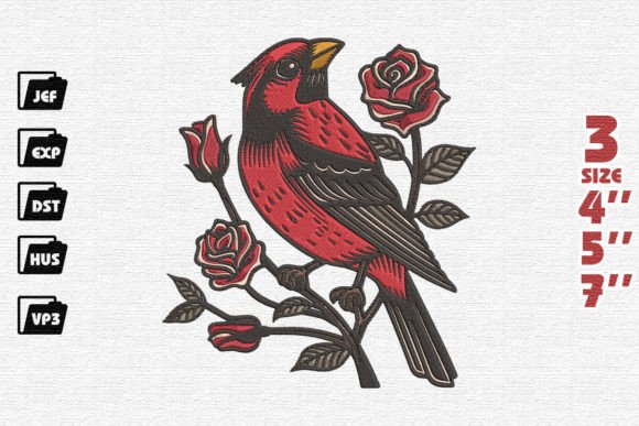 Cardinal Bird with Rose Embroidery: A Designer’s Review
