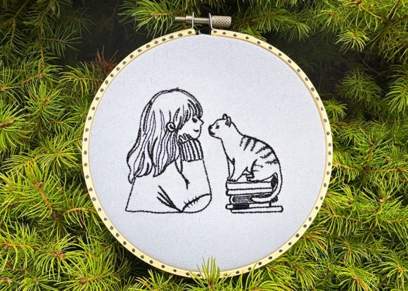 Review: Girl with Cat Machine Embroidery Design