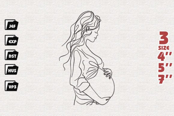 Reviewing the Pregnant Woman Holding Belly Embroidery Design